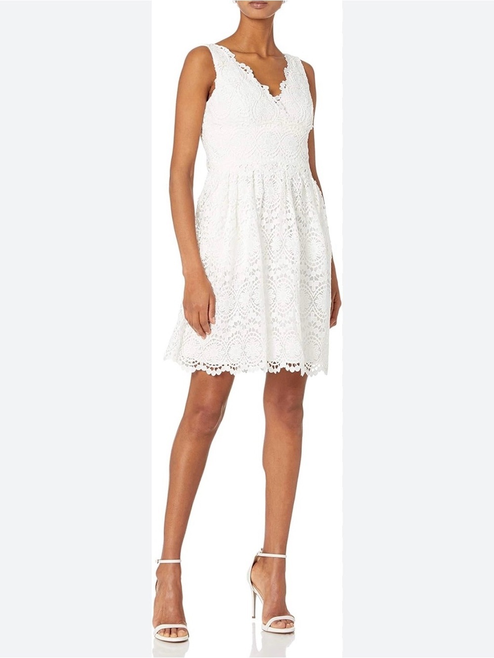 Adrianna Papell Ivory V-neck Sleeveless Fit & Flare Dress Size 18W crochet vaca